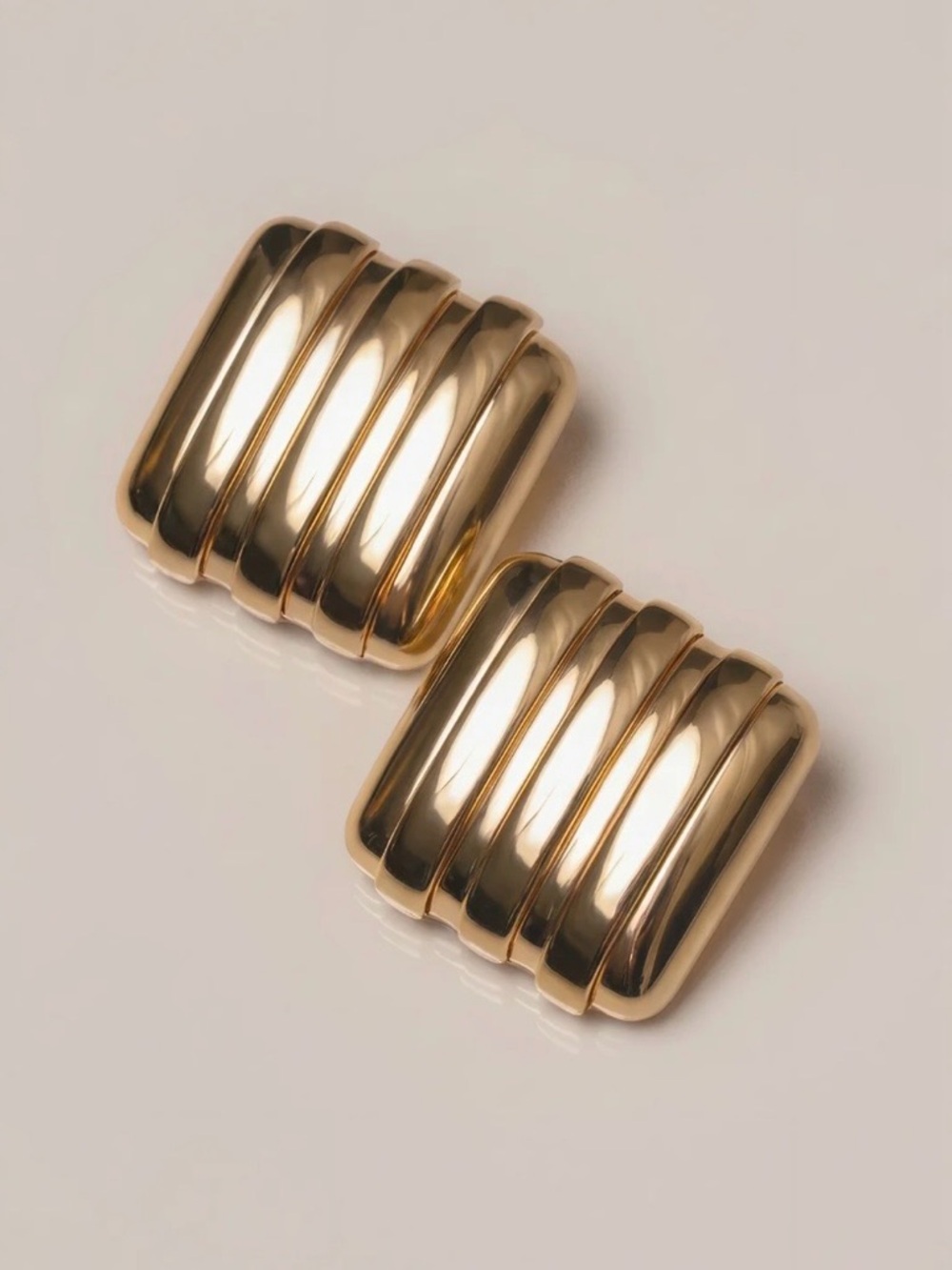 JLuxLabel Gold Ribbed Earrings NWT - Picture 2 of 2